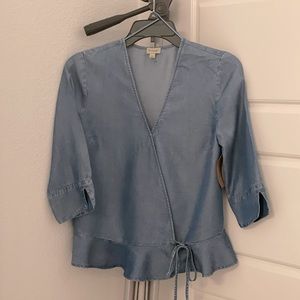 Chambray Wrap Top